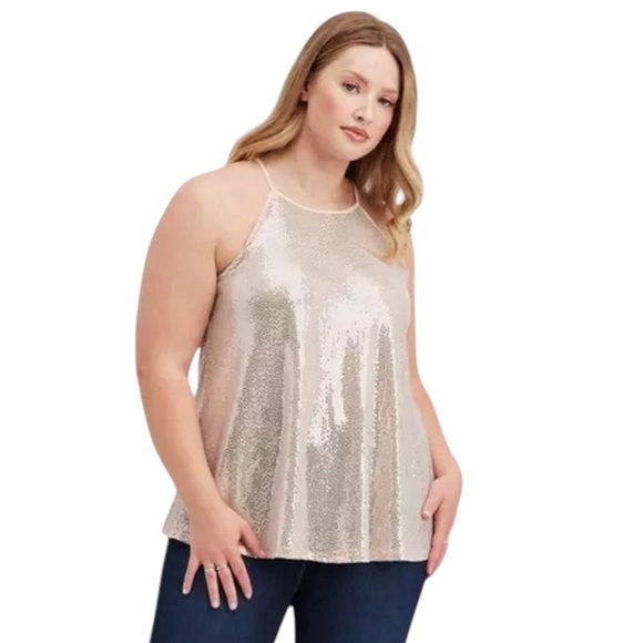 Torrid Sequin High Neck Tank Top - Picture 1 of 10